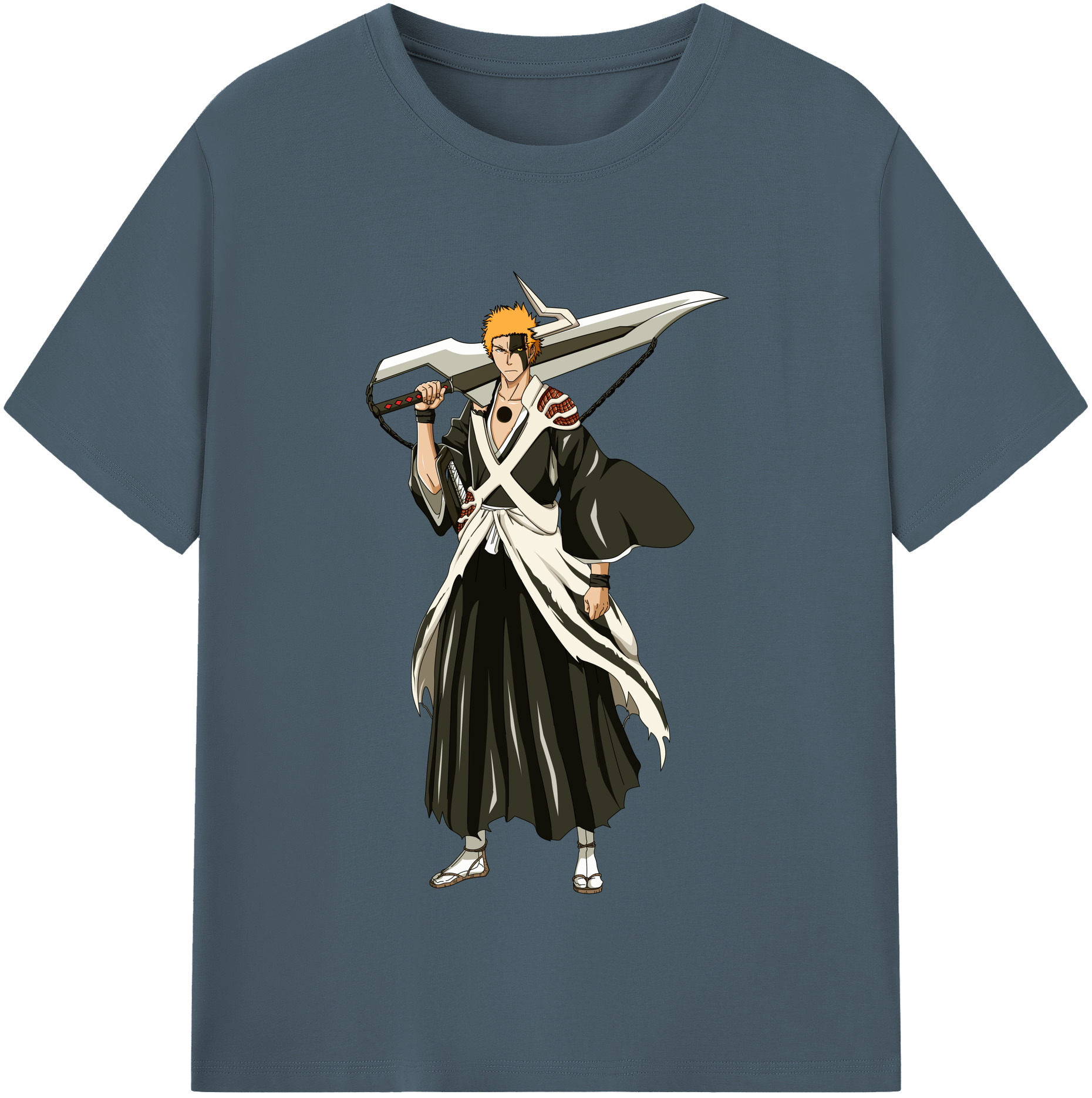 （画像用） ブリーチ 黒崎一護（くろさき いちご）BLEACH Kurosaki Ichigo 綿100％半袖Tシャツ（フロントプリント）